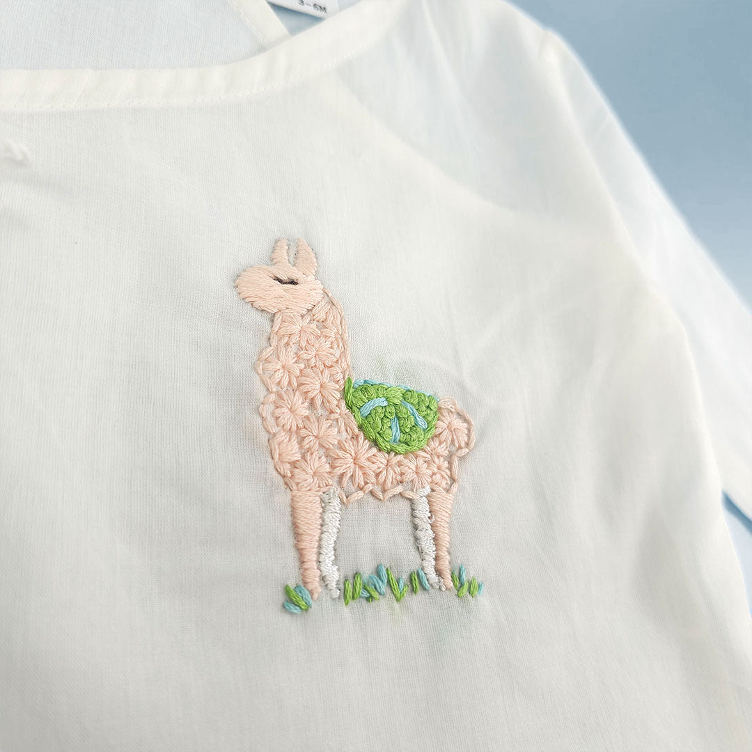Llama - Cotton Full Sleeve Embroidered Baby Jabla