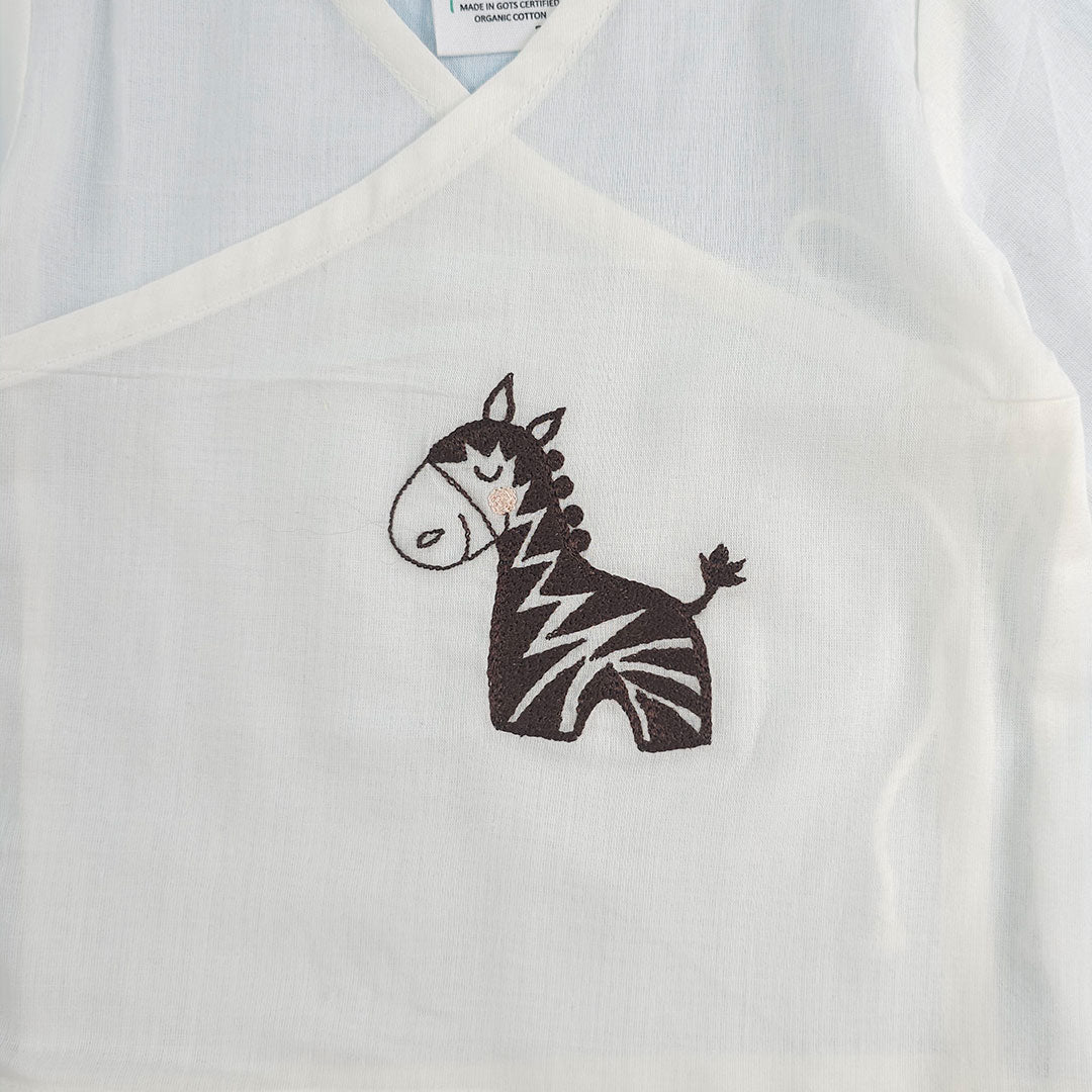 Zebra - Cotton Full Sleeve Embroidered Baby Jabla