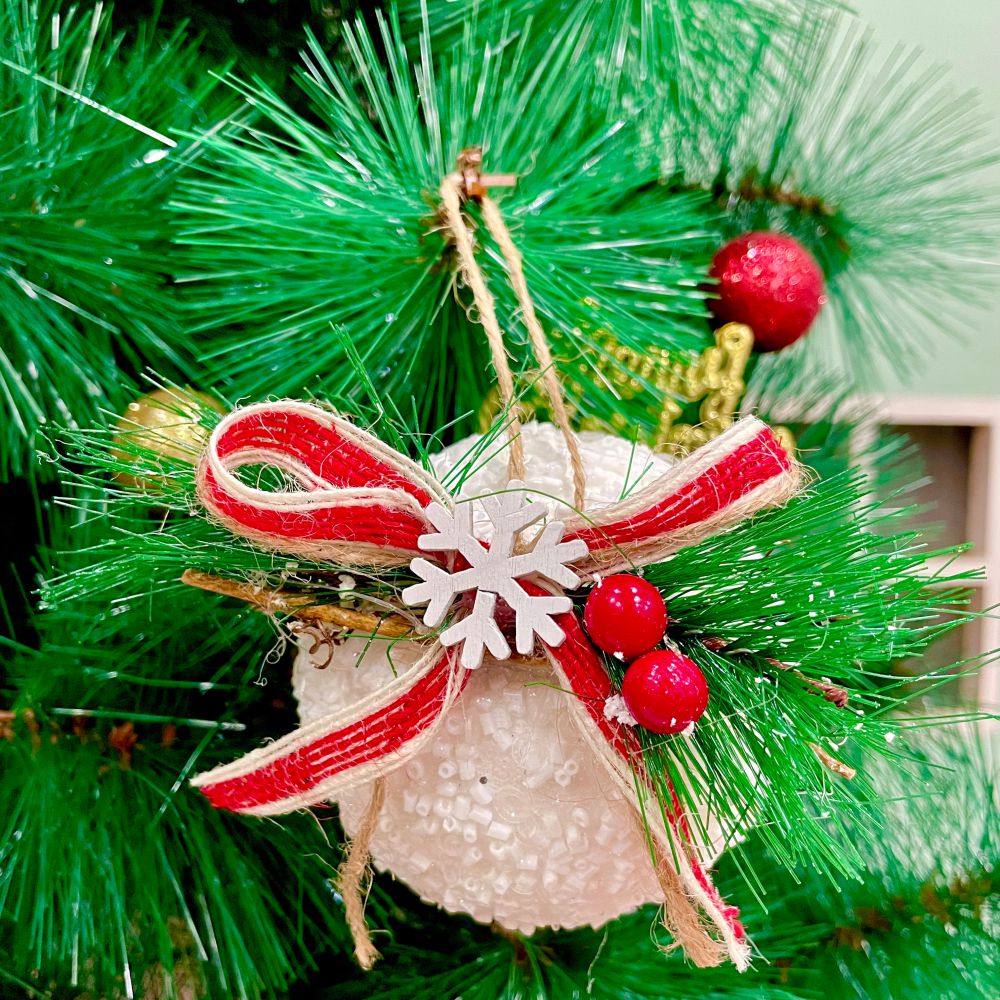 Glittering Snow Ball Bauble