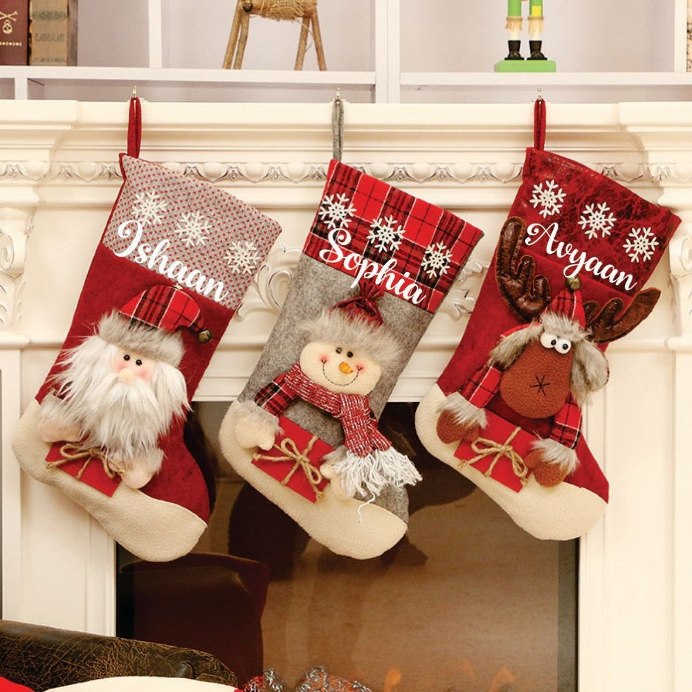 Red Gifts And Snowflake Stockings- Merry Moose