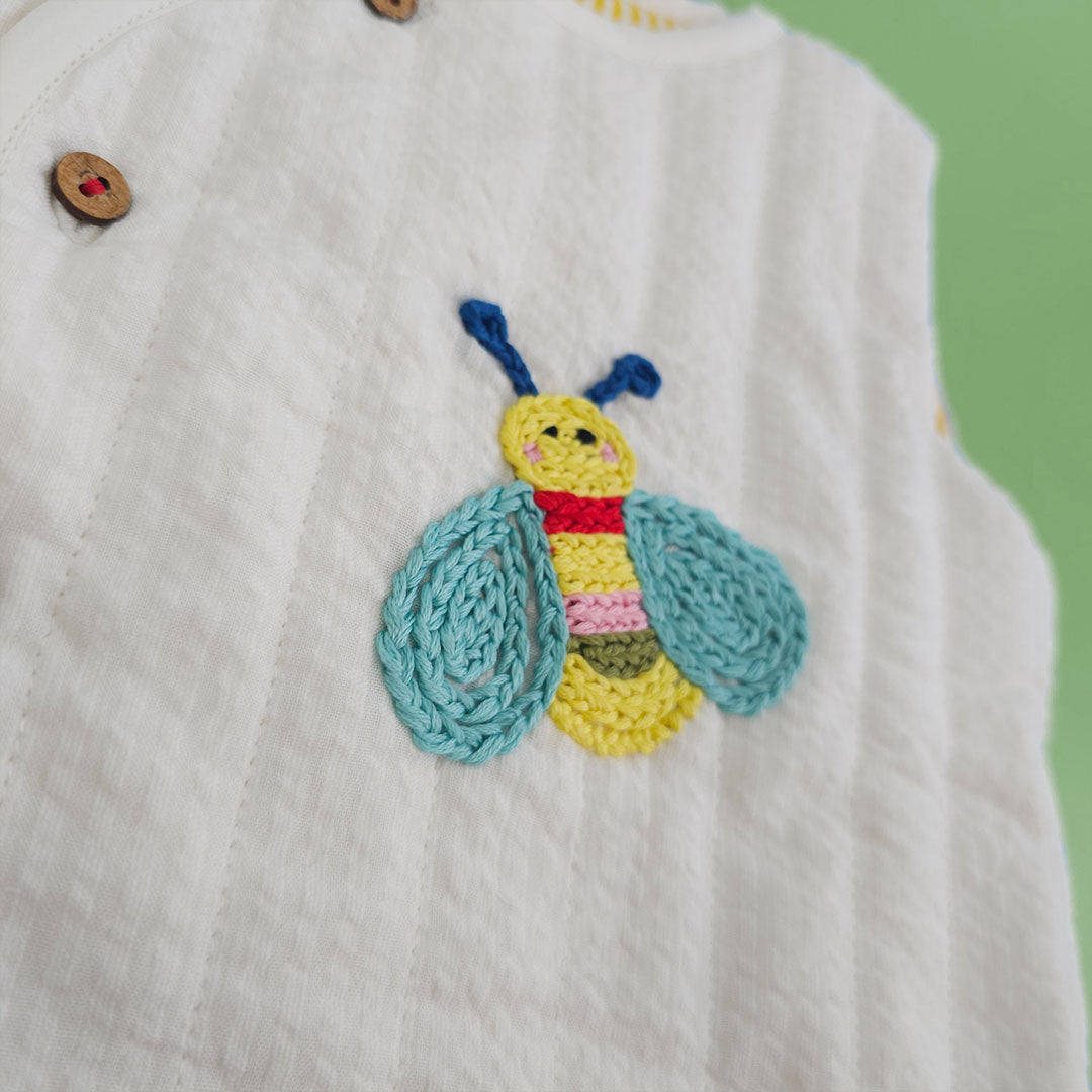 Winter Bee – Cotton Quilted White Vest