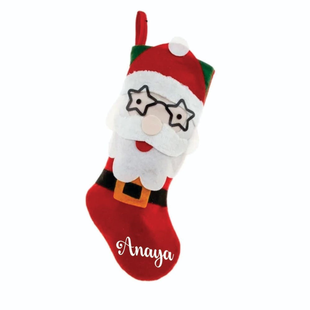 Specs and Sparkles Stocking- Happy Santa