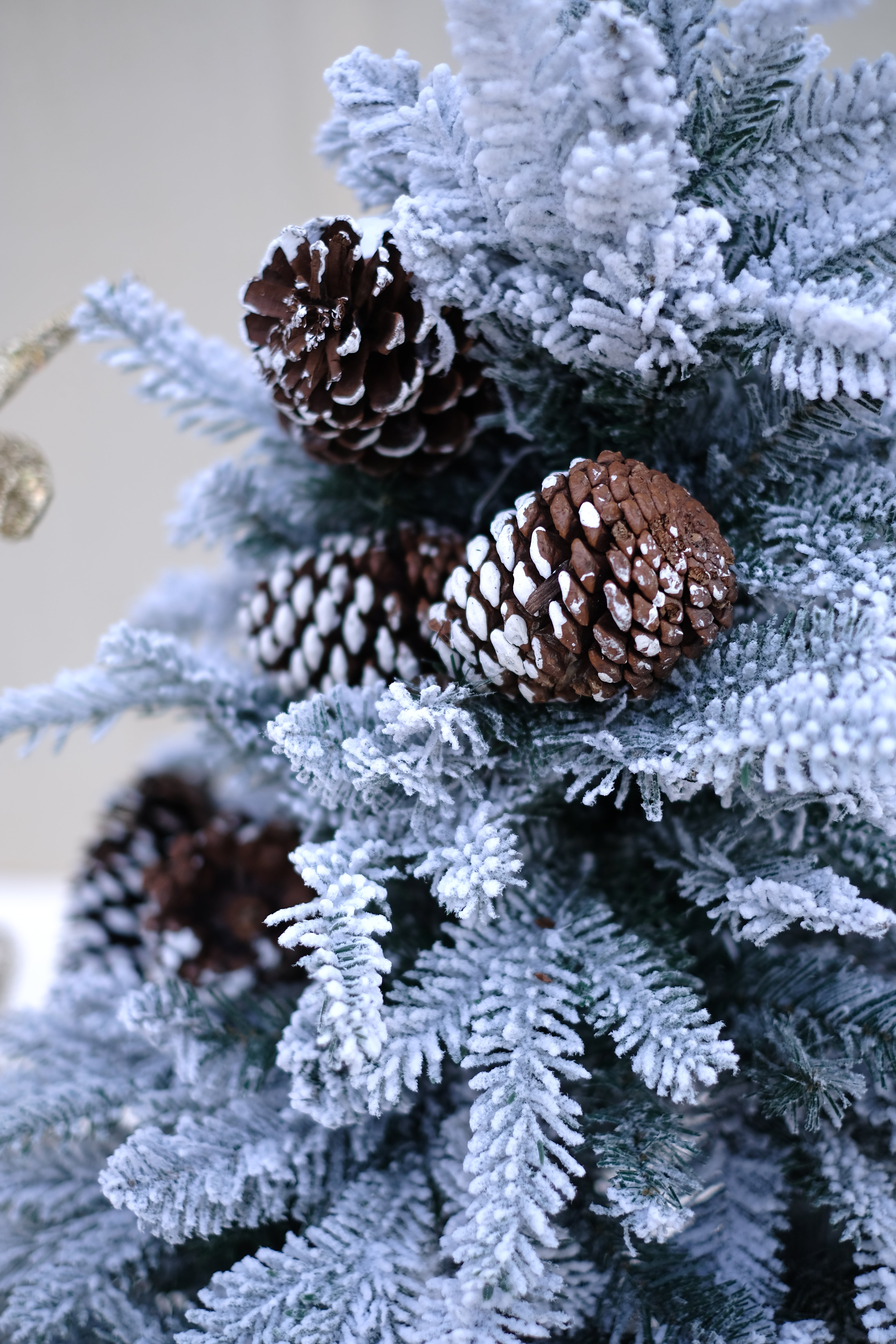 EATON Christmas tree with frosting and pine cones – 4 feet