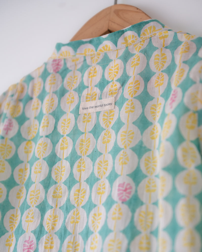 Rasa Green Monstera Infant Angrakha Kurta (0-12 Months)