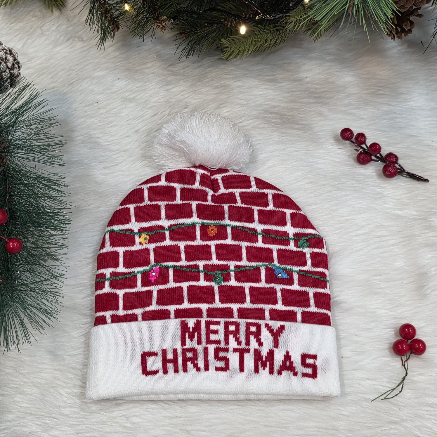 Merry Glow Knit LED Beanie