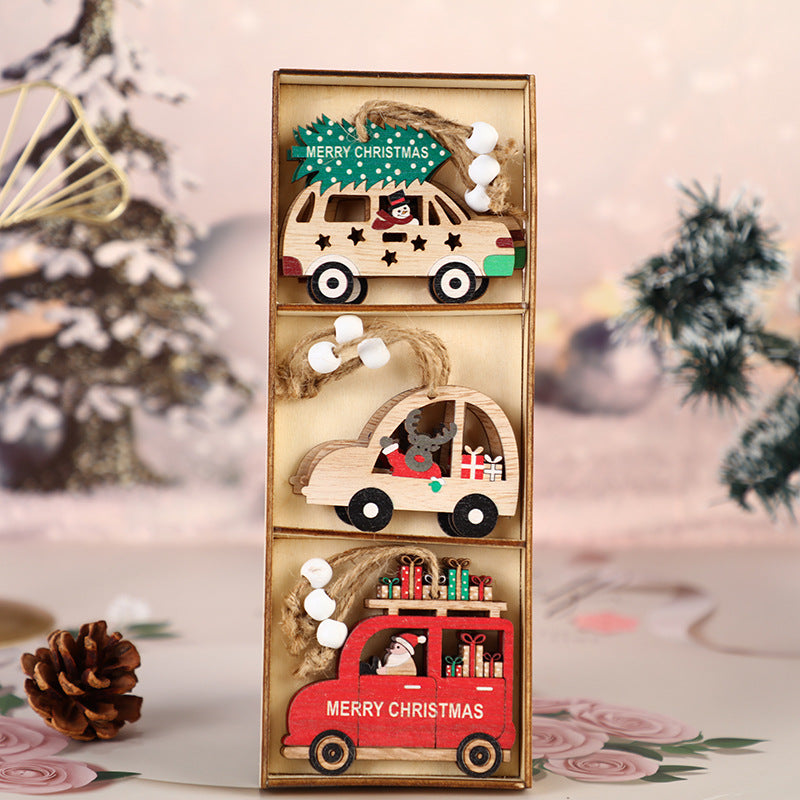 Santa's Woodie Wheel Ornament - Set of 3 & 6
