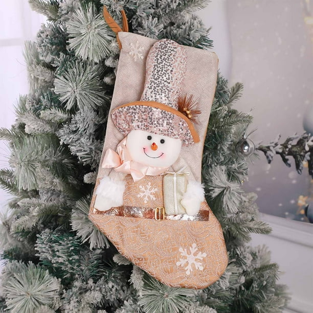Blush & Gold Wonderland Stocking - Snowman