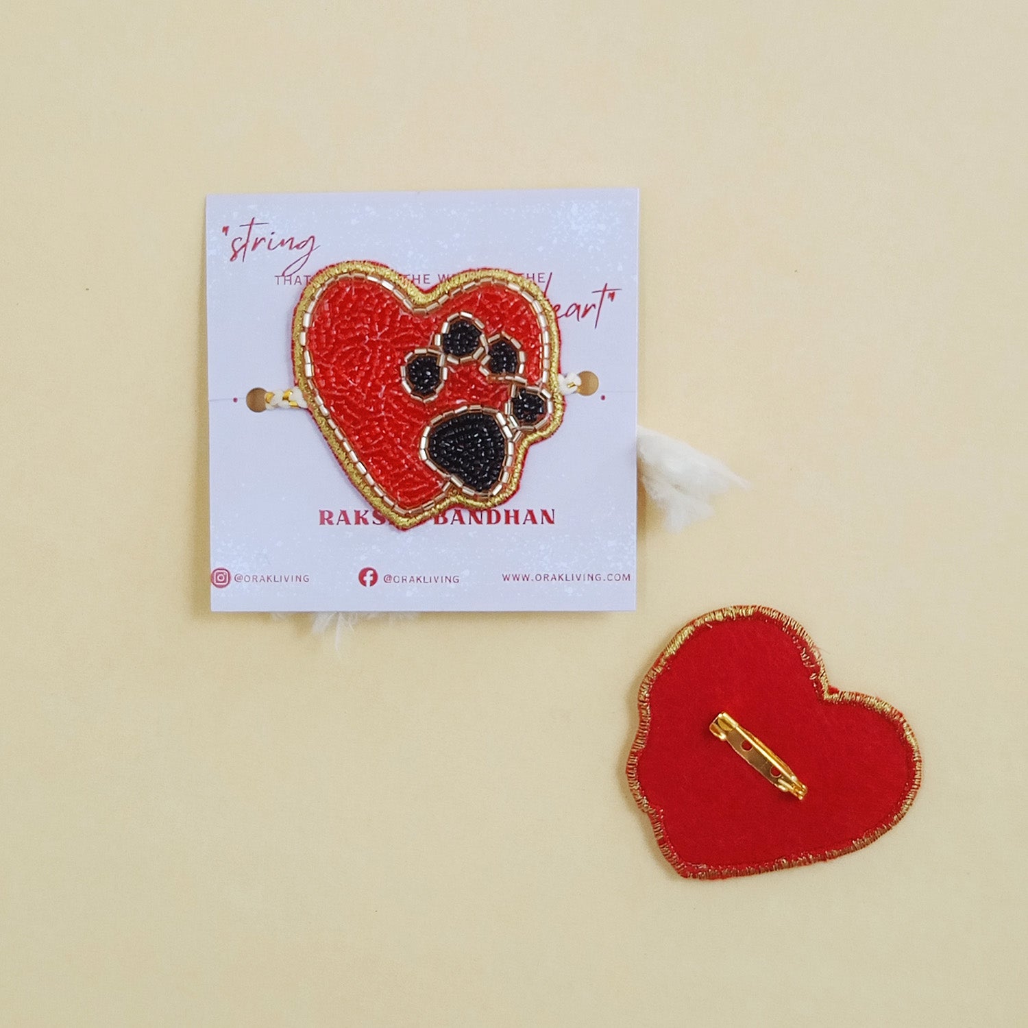 Hearts & Paws Beaded Pet Rakhi - Converts To Brooch