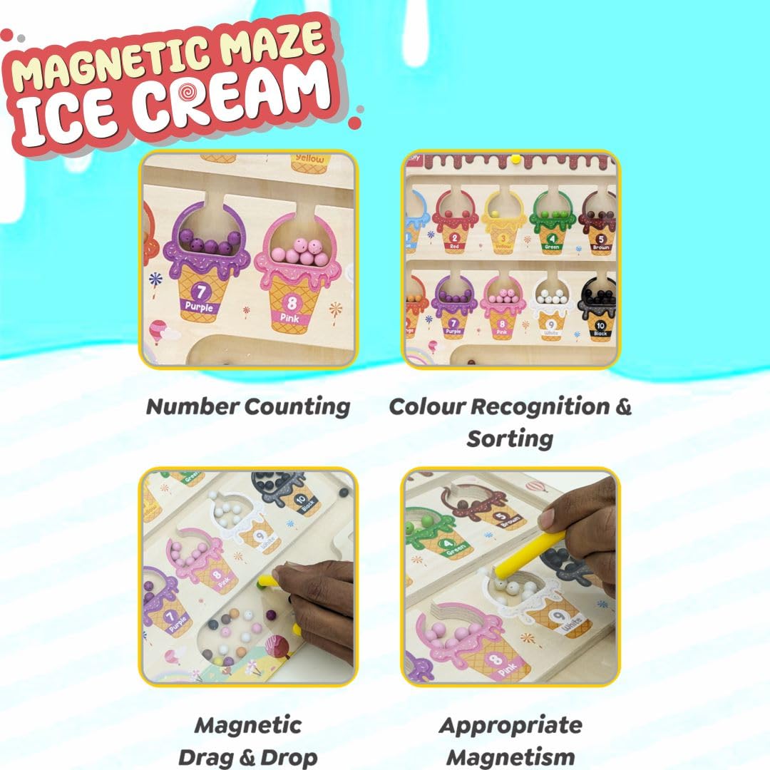Ice Cream Maze - Magnetic Color and Number Maze