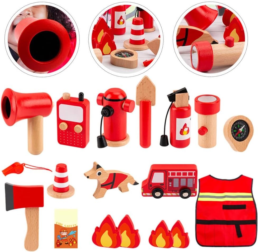 Wooden Fire Fighter Set For Kids
