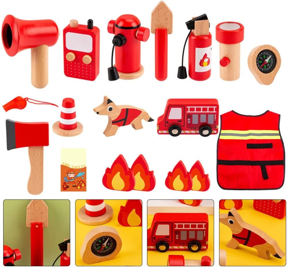 Wooden Fire Fighter Set For Kids