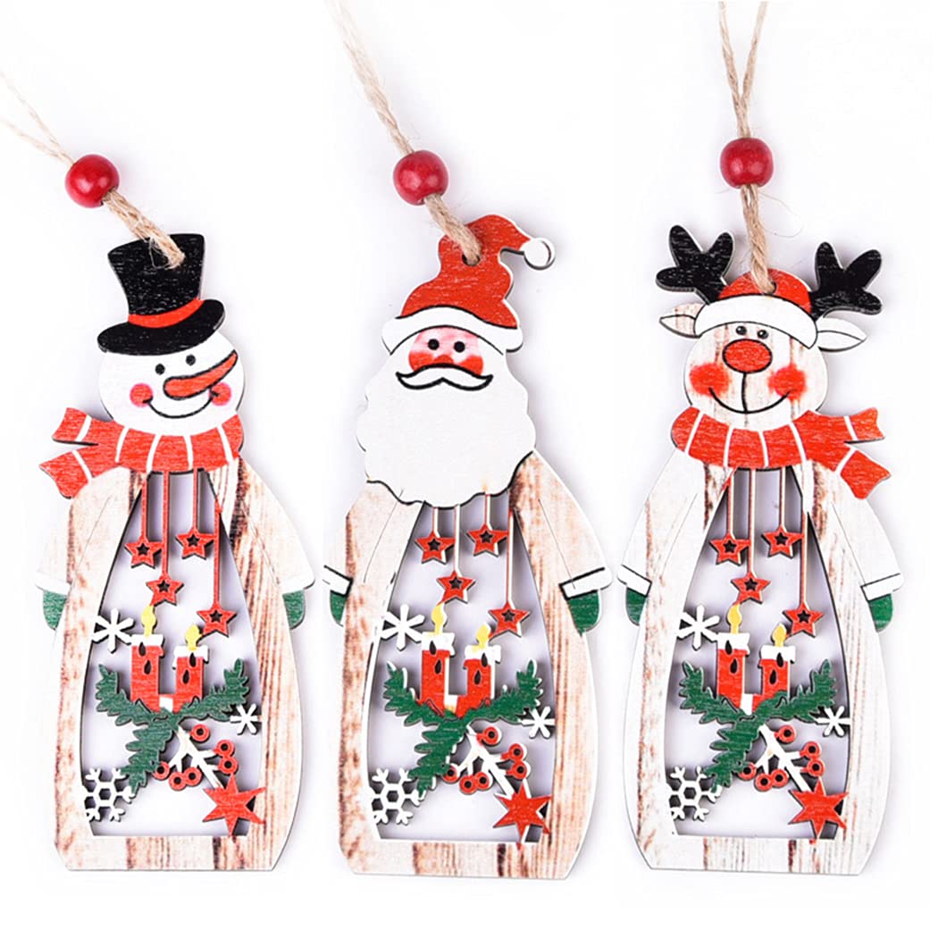 Hanging Wooden Ornament - Set Of 3