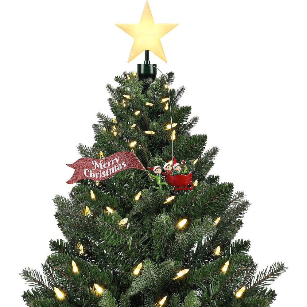 Mr. Christmas Animated Elves-on-the-Run Tree Topper with Banner