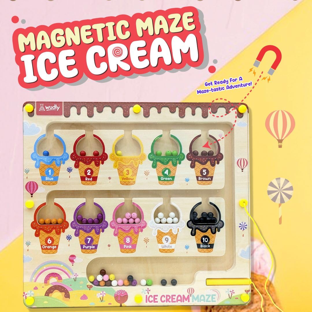 Ice Cream Maze - Magnetic Color and Number Maze