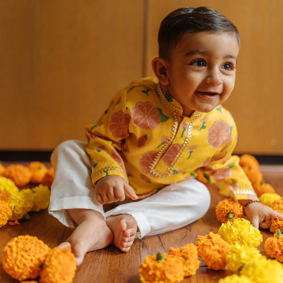 Chanderi Kurta Pyjama Set - Genda Phool