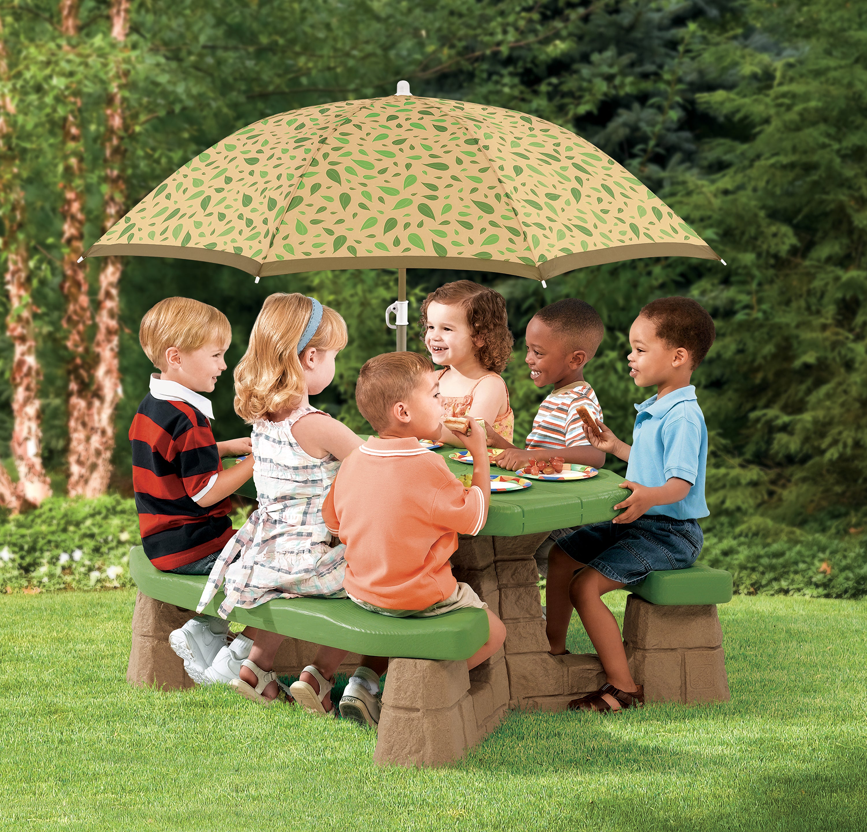 Naturally Playful Picnic Table with Umbrella