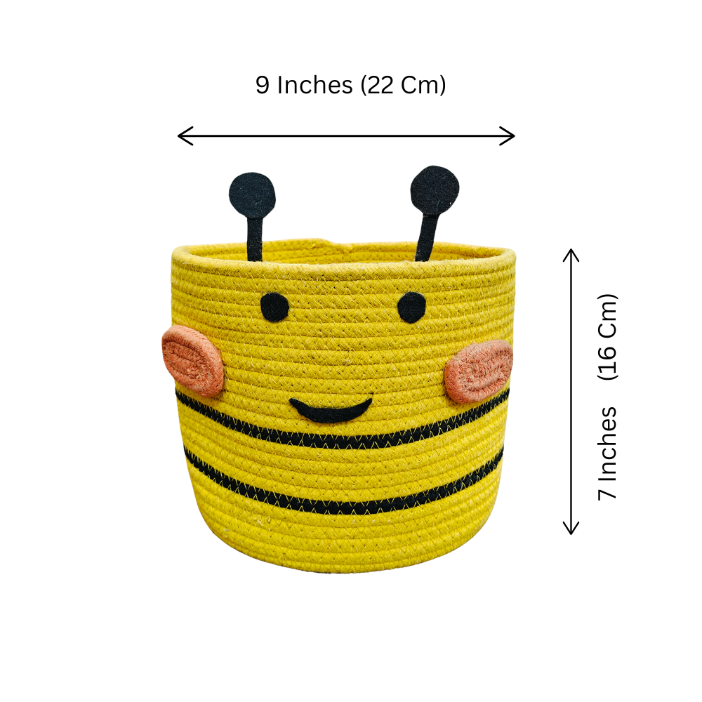Jute Cotton Storage Basket - Bee's Bliss