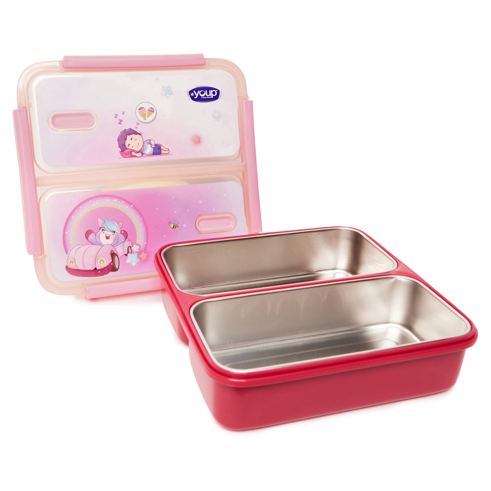 Stainless Steel Kids Bento Lunch Box With 2 Compartments Tycoon-1100 Ml
