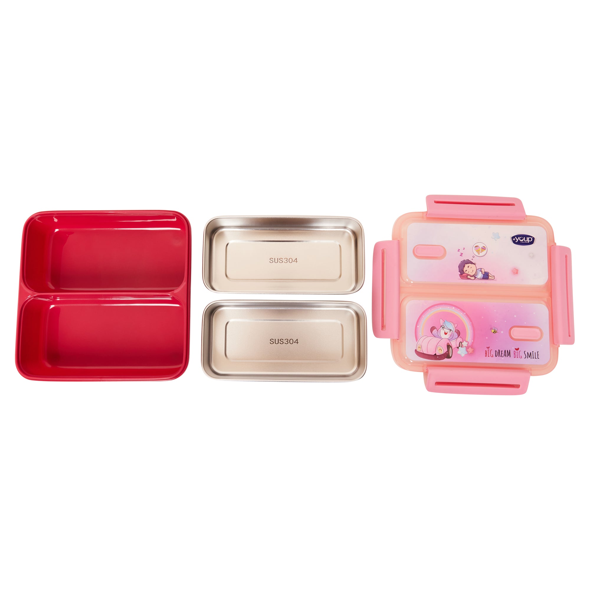 Stainless Steel Kids Bento Lunch Box With 2 Compartments Tycoon-1100 Ml
