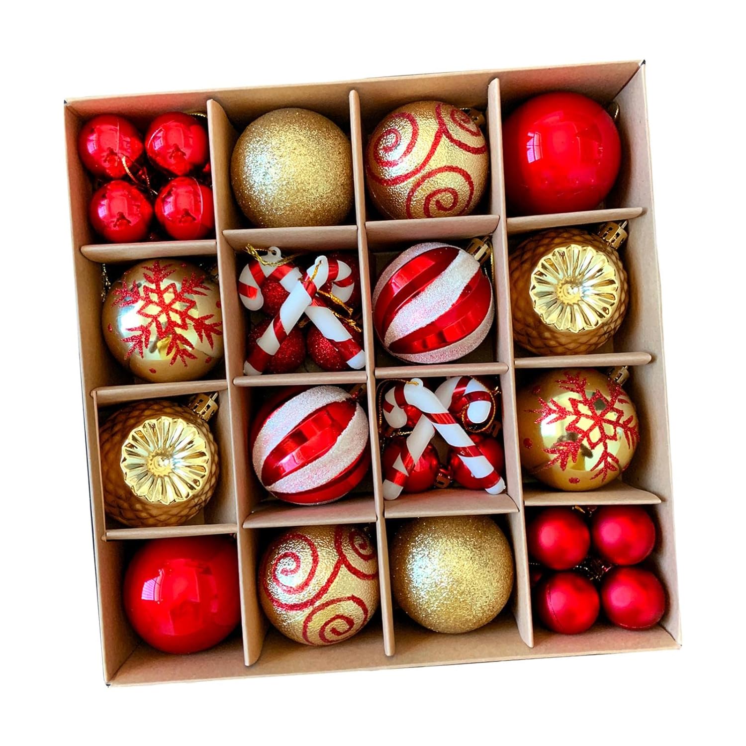 44 Pcs Red & Gold Baubles