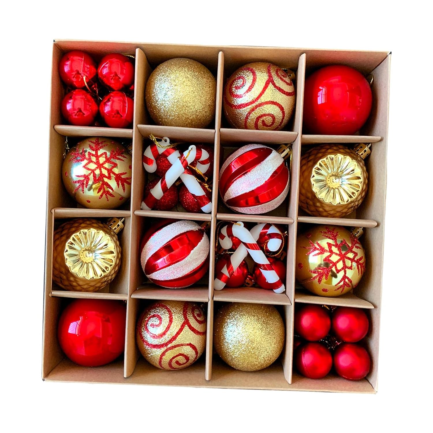 44 Pcs Red & Gold Baubles