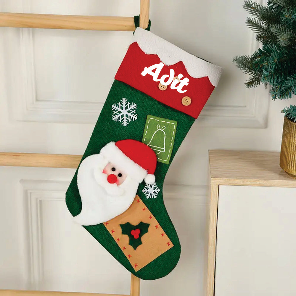 Snowflake Serenade Stocking (Santa)