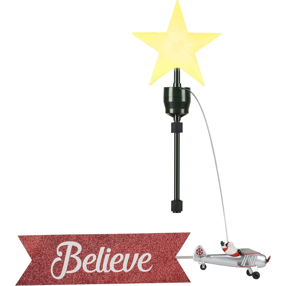 Mr. Christmas Animated Biplane Tree Topper with Banner