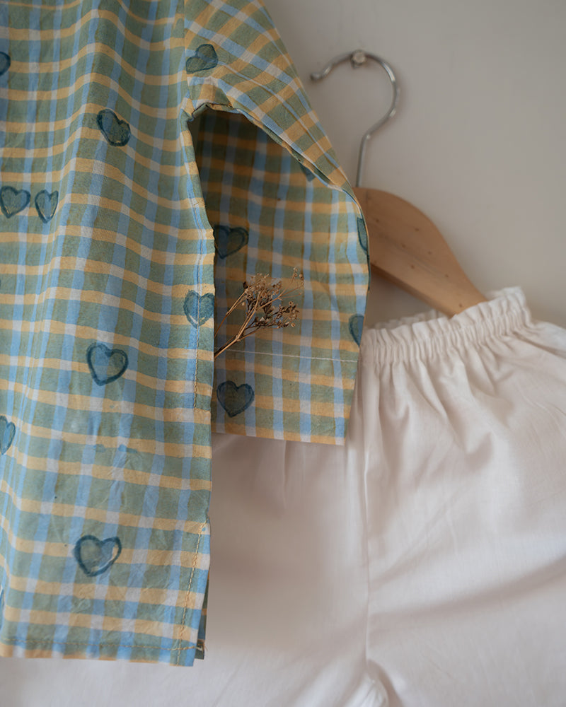 I want to be like Grandpa Kurta Pajama set in Blue Baked with Love print