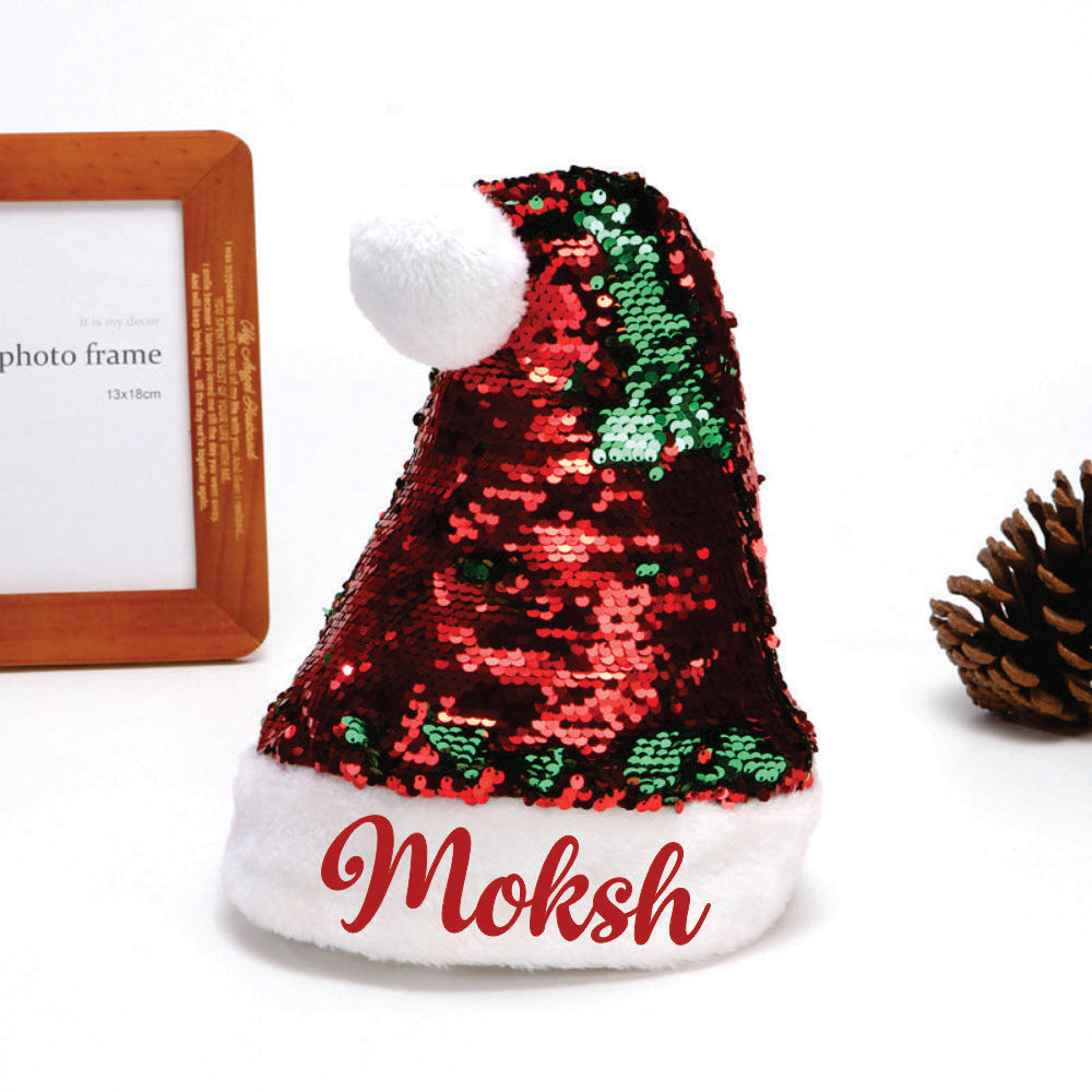 Sequins Santa Caps - Green And Red