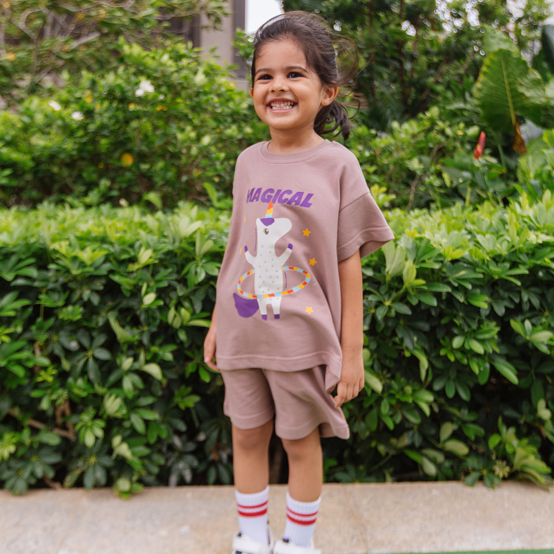 Uma the Unicorn French Terry Tee & Shorts Co-ord Set