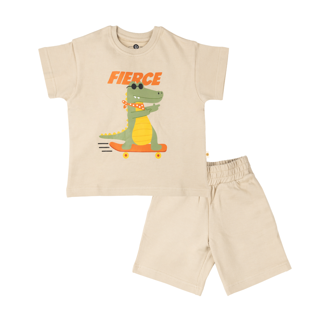 Cleo the Crocodile French Terry Tee & Shorts Co-ord Set
