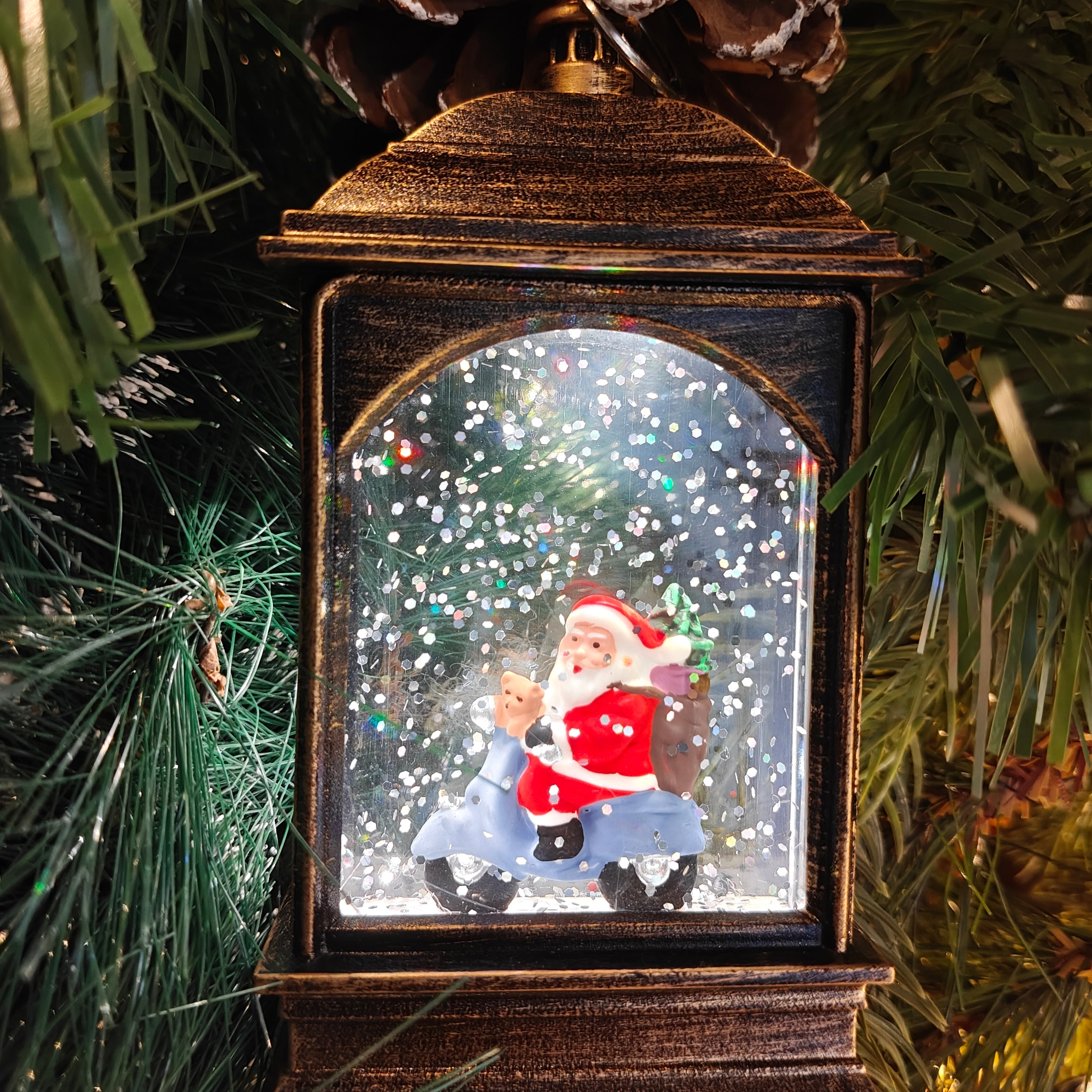 Light-Up Santa Scooter Lantern