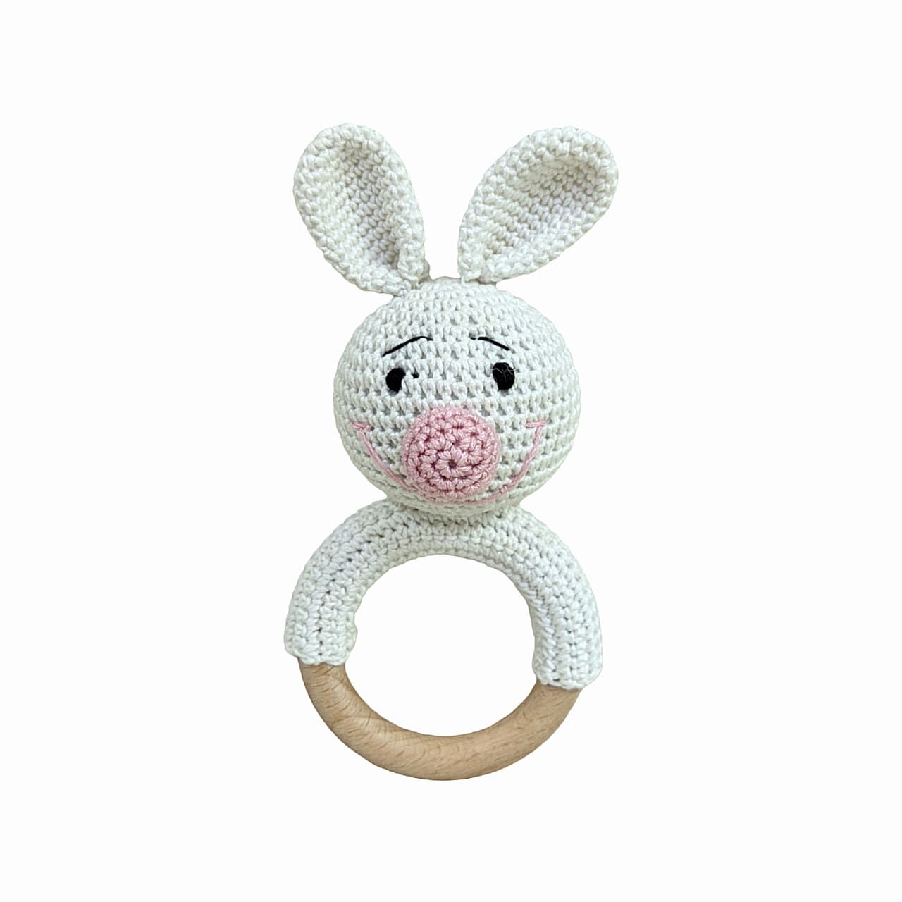 Cuddly Bunnies Ring Rattles - Handmade Crochet Baby Toys