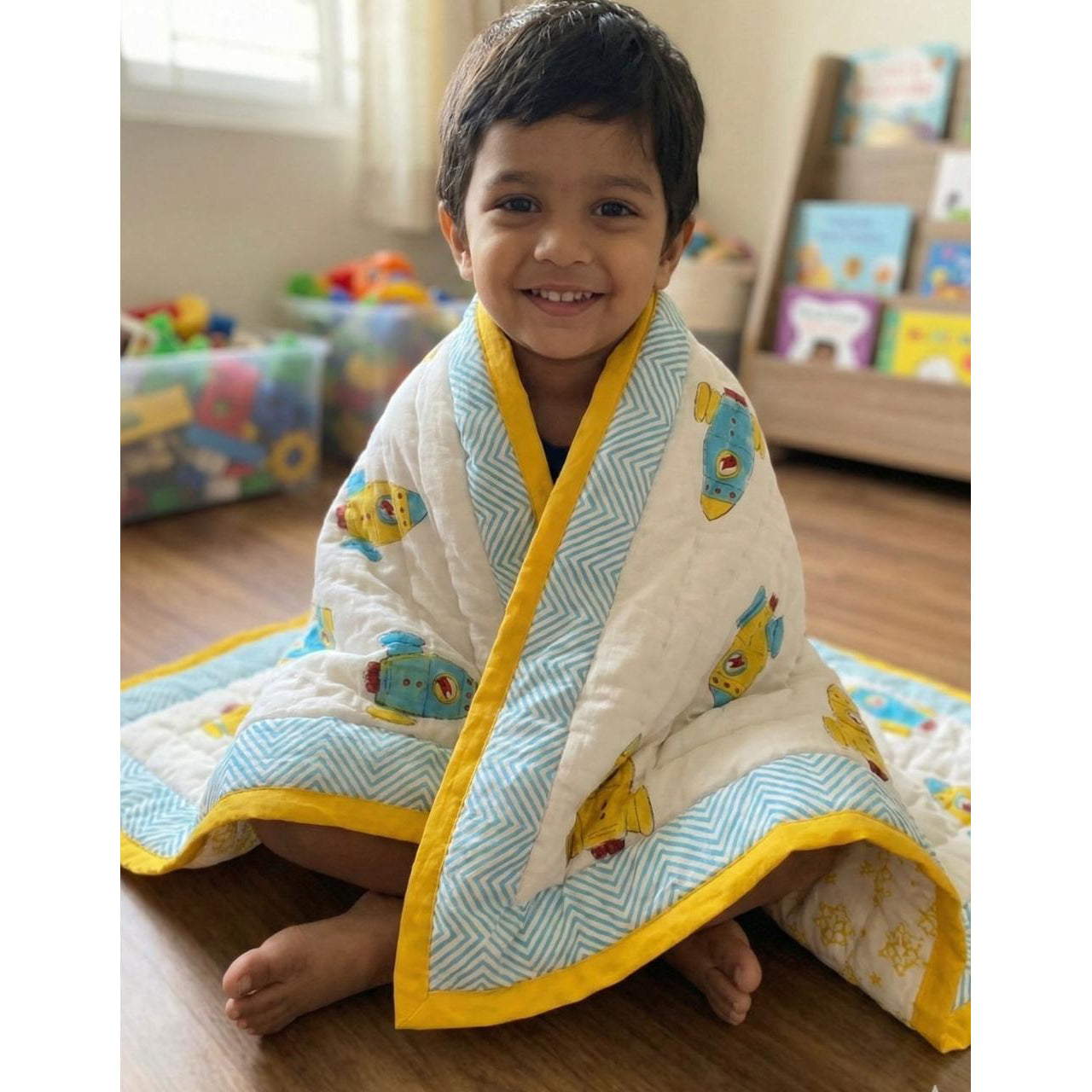 Astronaut Handblock Printed Quilt