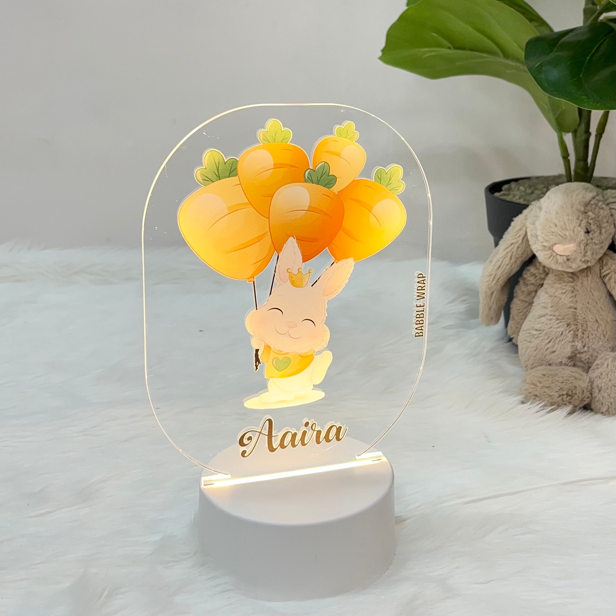 Bunny’s Sweet Carrot Nook - Acrylic LED Night Lamp