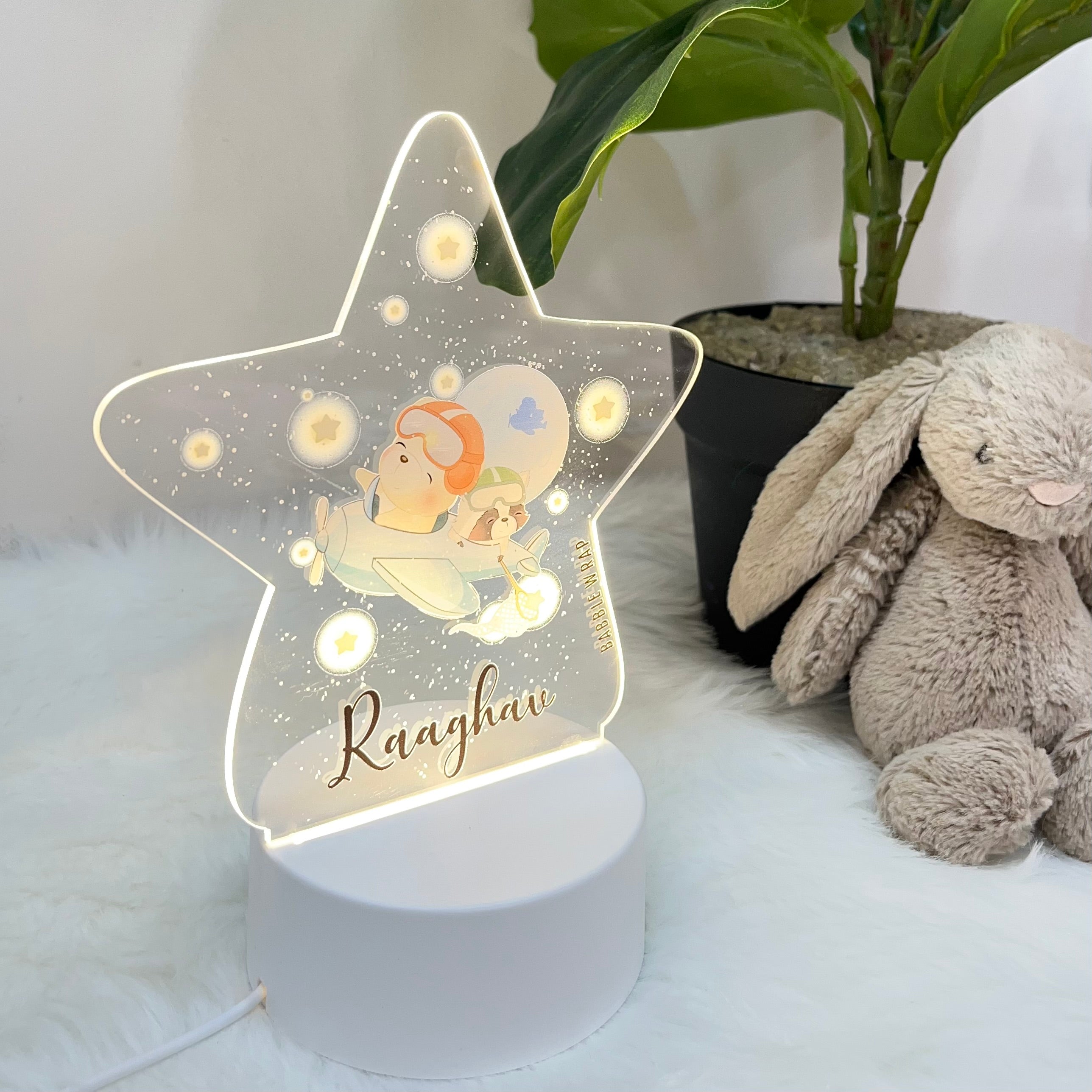 Teddy's Sky Ride - Acrylic LED Night Lamp