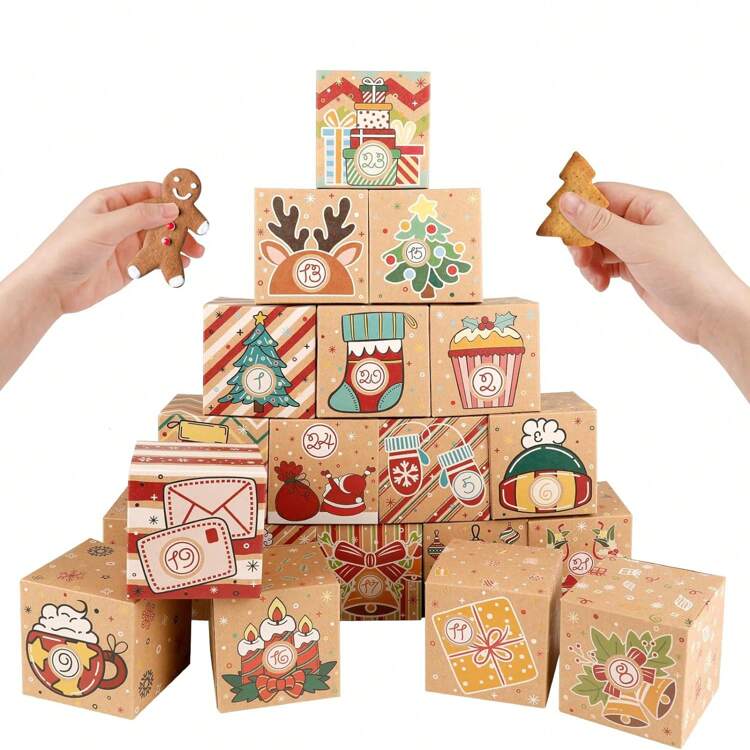 Advent Calendar - 24 Gift Boxes- Natural