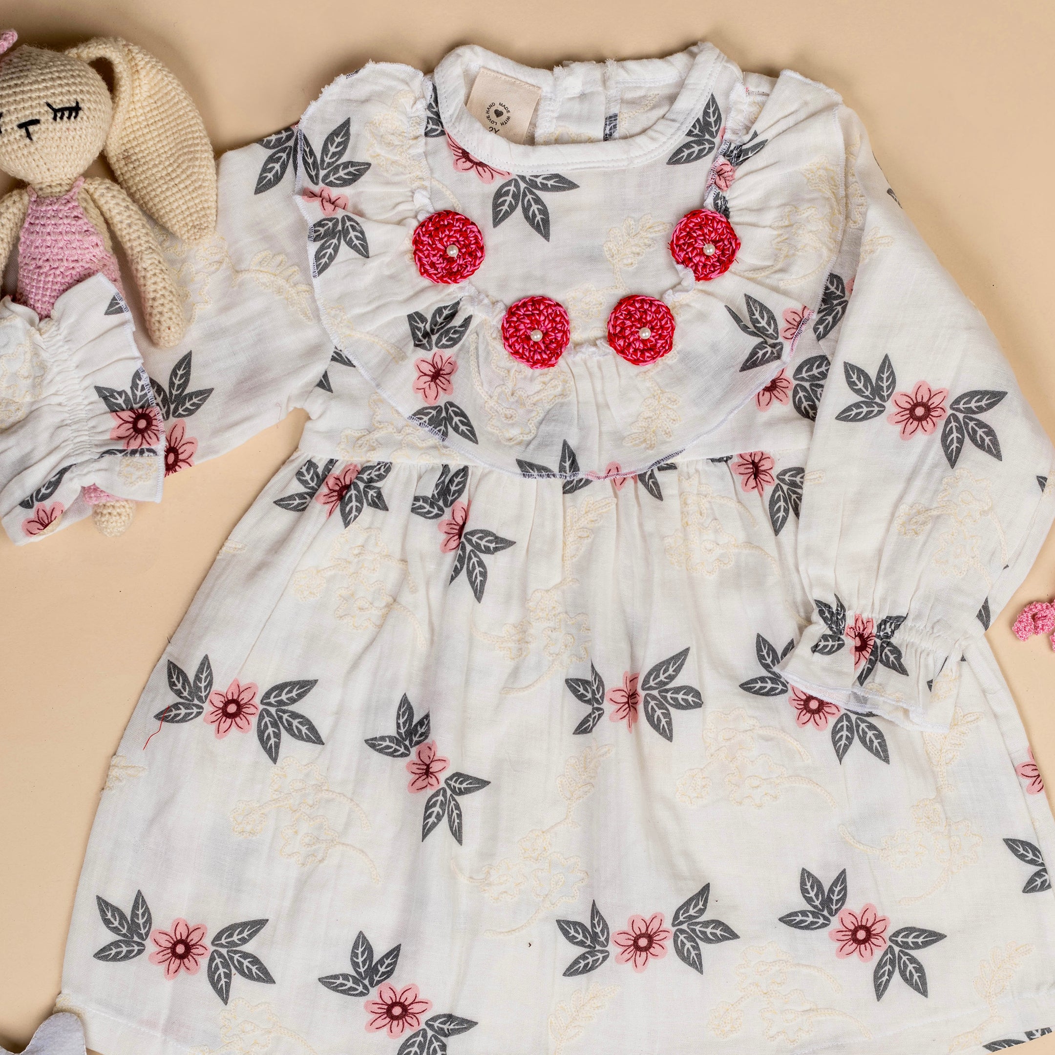 White Floral - Organic Cotton Muslin Dress