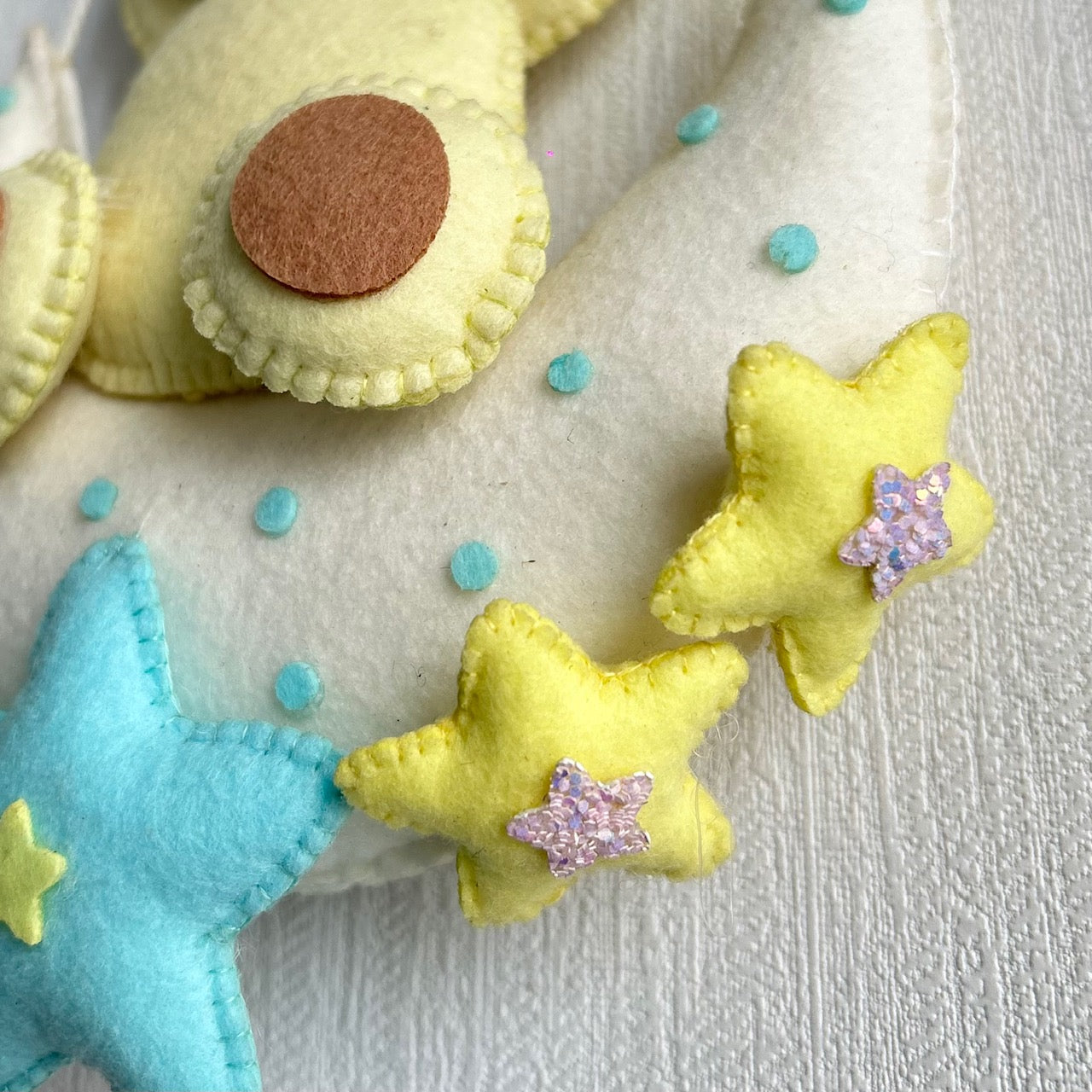Teddy On a Moon Name Hanging