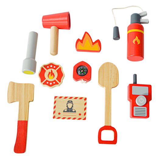 Wooden Marshall's Fire Rescue Tool Kit | Pretend Play Portable Fire Rescue Kit | 11 Piece