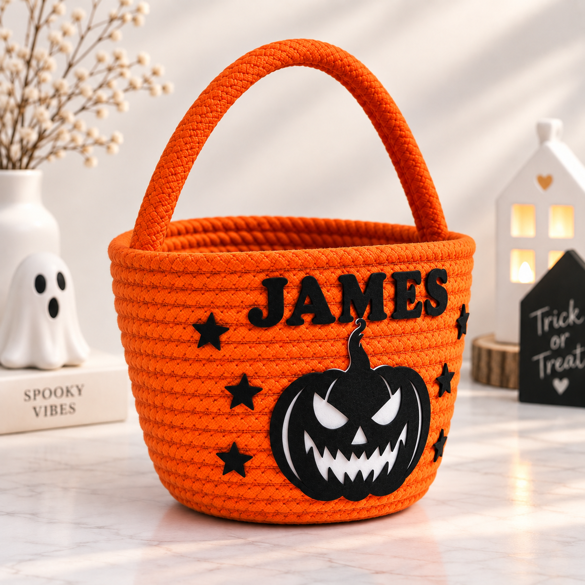 Personalised Boo Pumpkin Treasure Basket