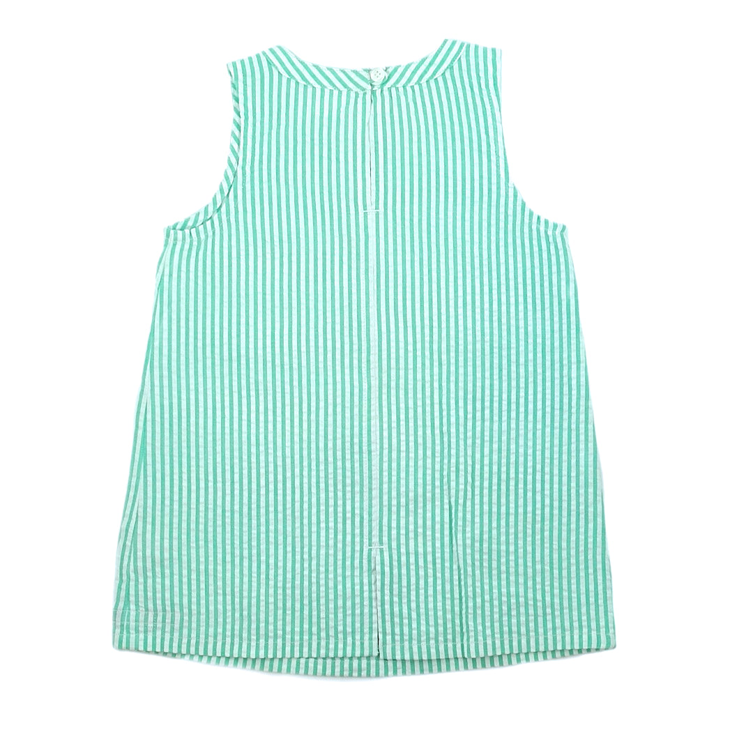 Girls green stripe seersucker