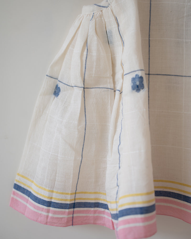 Lullaby Skies Halter Top In Handwoven Cotton Jamdani Weave