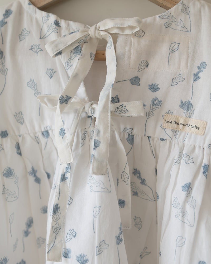 Morning Mist Floral Hand Block Printed Cotton Mul Lined Flowy Top