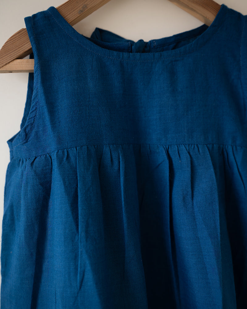 Daydreamer Blue Handwoven Cotton Maxi Dress With Selvedge