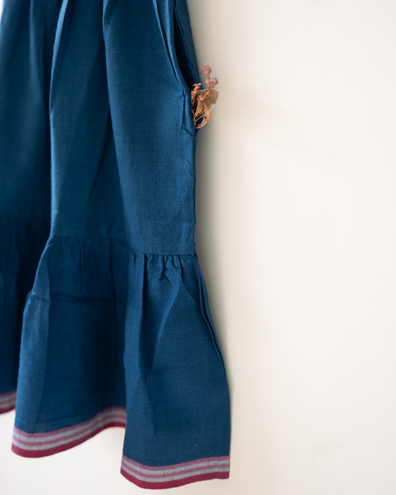 Daydreamer Blue Handwoven Cotton Maxi Dress With Selvedge
