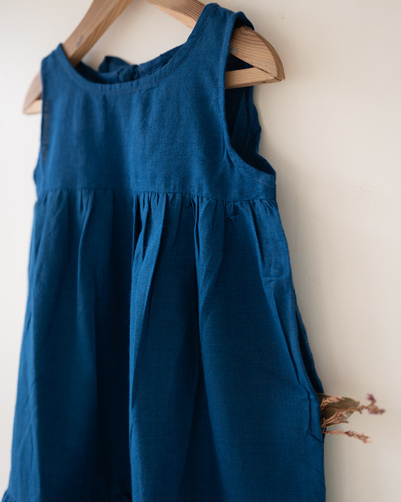 Daydreamer Blue Handwoven Cotton Maxi Dress With Selvedge