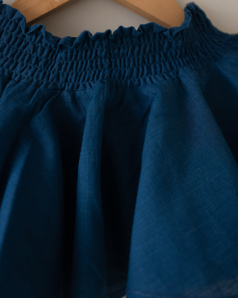 Round And Round Twirl Skirt In Blue Handwoven Cotton