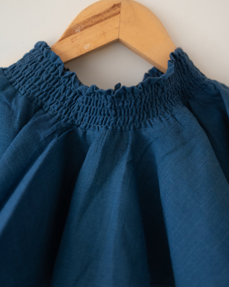 Round And Round Twirl Skirt In Blue Handwoven Cotton