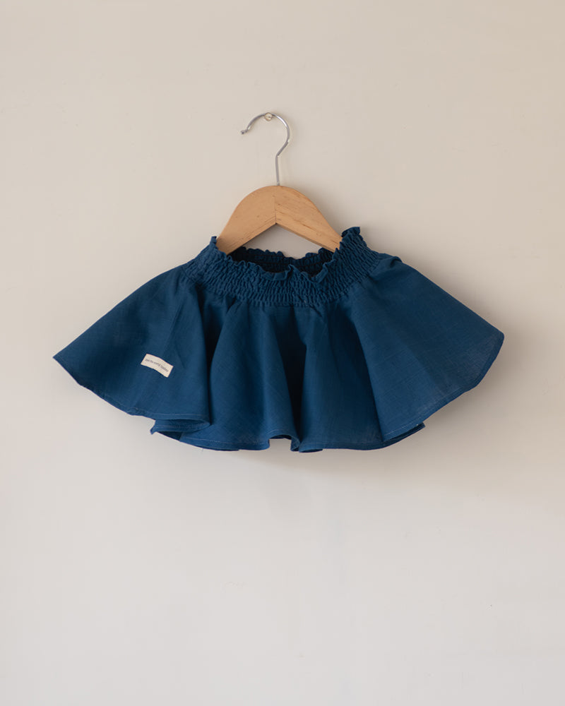 Round And Round Twirl Skirt In Blue Handwoven Cotton